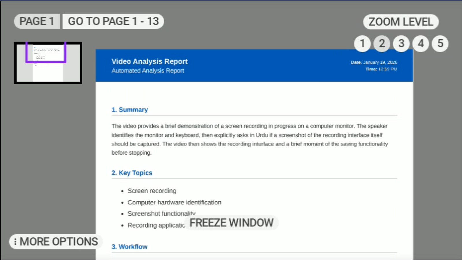 Video Analysis report viewed through RealWear